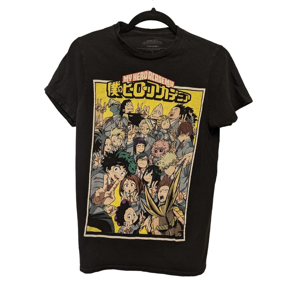 My Hero Academia Anime Funimation Graphic T-Shirt Black 100% Cotton‎ Crewneck